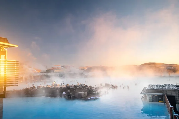 Beautiful Landscape Sunset Blue Lagoon Hot Spring Spa Iceland — Stock Photo, Image