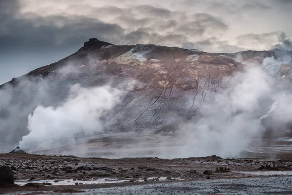 Γεωθερμική Περιοχή Hverir Στη Myvatn Ισλανδίας — Φωτογραφία Αρχείου