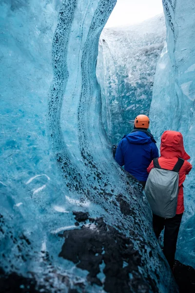 Dalam Gua Gletser Islandia — Stok Foto