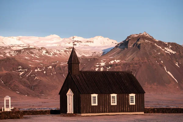 Igreja Negra Budir Islândia — Fotografia de Stock