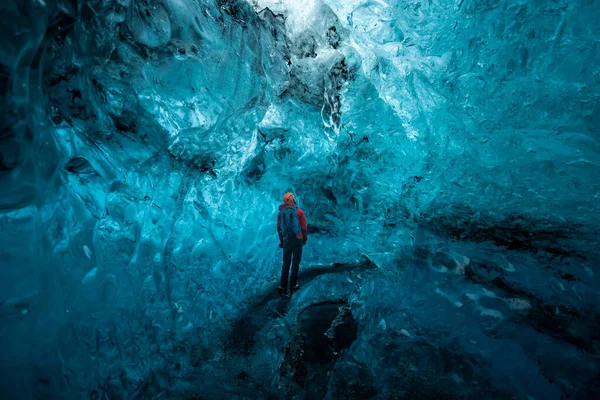 Dentro Uma Caverna Gelo Geleira Islândia — Fotografia de Stock