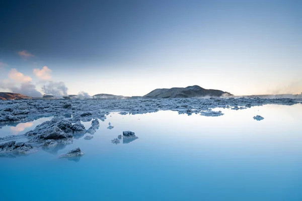 Hermoso Paisaje Puesta Sol Cerca Laguna Azul Spa Termal Islandia — Foto de Stock