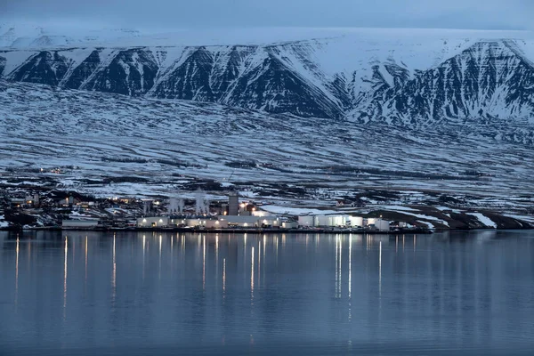 Město Akureyri Zimě Island — Stock fotografie
