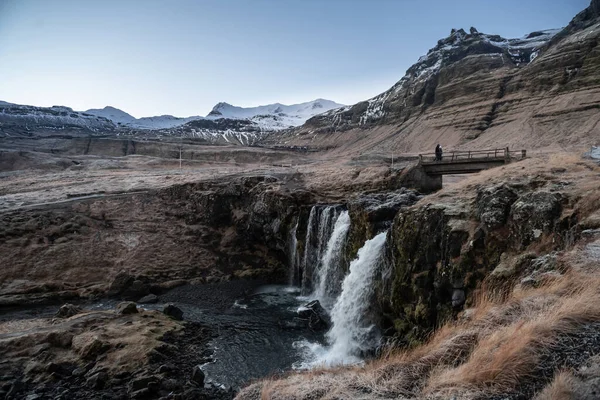 Καταρράκτης Kirkjufell Στη Χερσόνησο Snfellsnes Στην Ισλανδία — Φωτογραφία Αρχείου