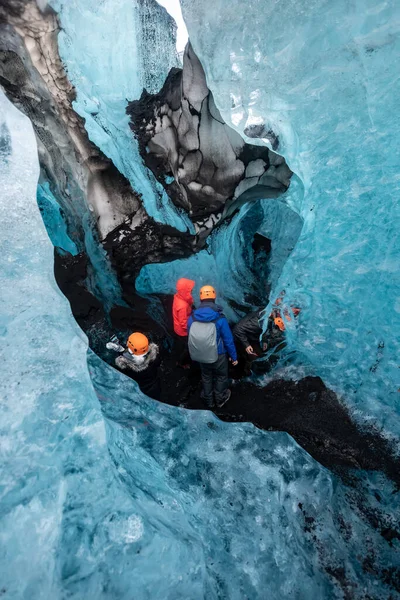 Dentro Uma Caverna Gelo Geleira Islândia — Fotografia de Stock