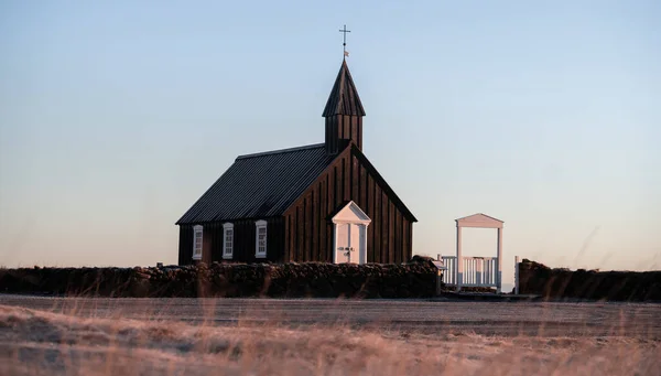 Zwarte Kerk Van Budir Ijsland — Stockfoto