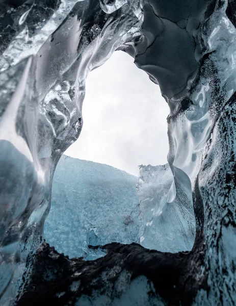 Dentro Una Cueva Glaciar Islandia — Foto de Stock