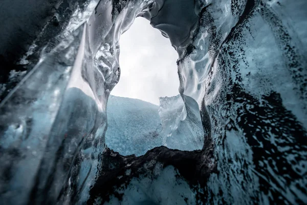 Dentro Uma Caverna Gelo Geleira Islândia — Fotografia de Stock