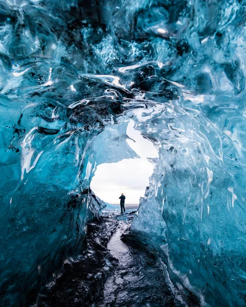 Intérieur Une Grotte Glaciaire Islande — Photo