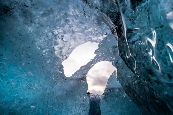 Dentro Uma Caverna Gelo Geleira Islândia — Fotografia de Stock