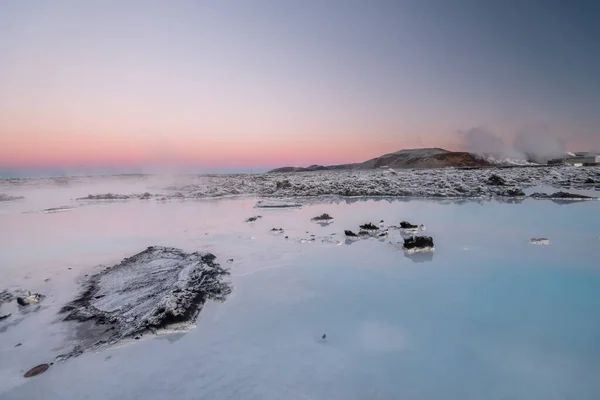 Piękny Krajobraz Zachód Słońca Pobliżu Blue Lagoon Gorące Źródło Spa — Zdjęcie stockowe