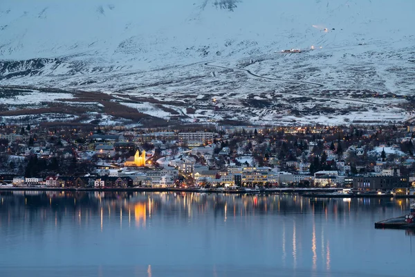 Kışın Akureyri Şehri Zlanda — Stok fotoğraf