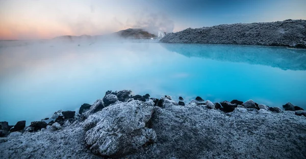 Hermoso Paisaje Puesta Sol Cerca Laguna Azul Spa Termal Islandia —  Fotos de Stock