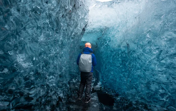 Dentro Uma Caverna Gelo Geleira Islândia Imagem De Stock
