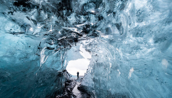 Glacier Ice Cave Iceland Stock Picture