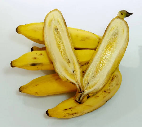 Bos Van Tropische Gele Bananen Eetbare Rijpe Vruchten Met Één — Stockfoto