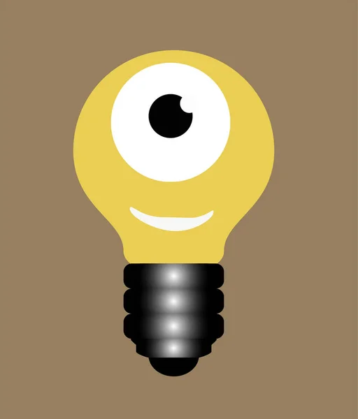 Funny Lightbulb One Eye Smile — Stock Vector