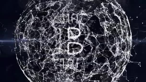 Bitcoin Cripto Moneda Internet Global Todo Mundo Resumen Blockchain Matrix — Vídeo de stock
