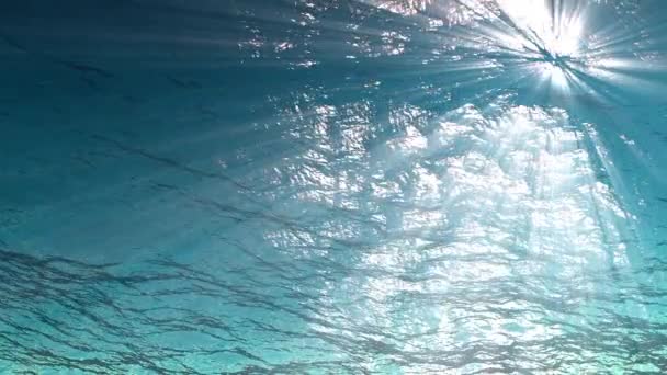 Paprsky světla aby jejich cestu přes vlny oceánu od podvodní opakování animace vysoce kvalitní světelné paprsky svítí skrz. Velké populární mořské pozadí. Bezešvá smyčka 4k uhd definice