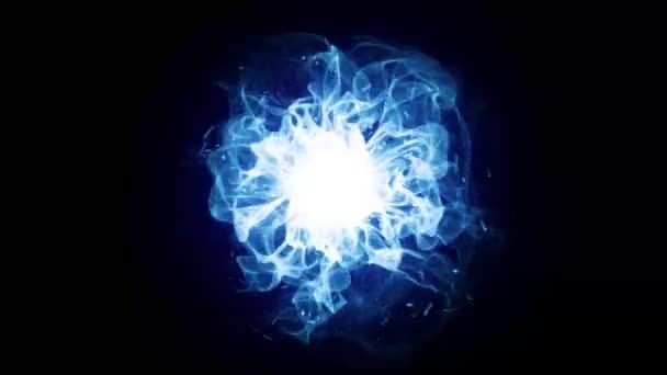 source d'énergie pure dans un fond sombre. Particules d'énergie d'onde bleues et lumineuses 