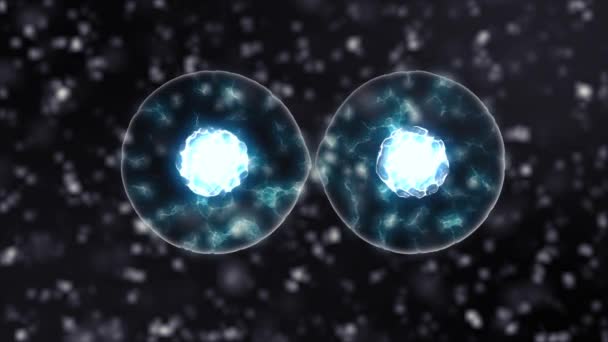 division cellulaire microbiologie avec, globules bleus ou bactéries néon au microscope, fond scientifique populaire boucle sans couture haute définition 4K, 3840 X 2160 