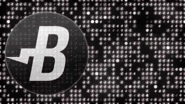 Abstracte animatie van Bitcoin burstcoin bitshares blockchain crypto valuta digitale codering netwerk voor wereld geld — Stockvideo