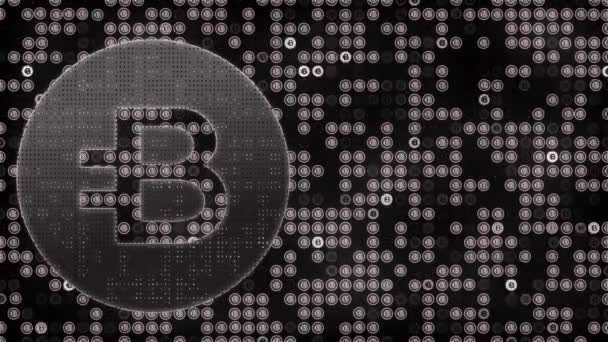 Abstrakte Animation von Bitcoin Burstcoin Bitshares Blockchain Kryptowährung digitales Verschlüsselungsnetzwerk für Weltgeld — Stockvideo
