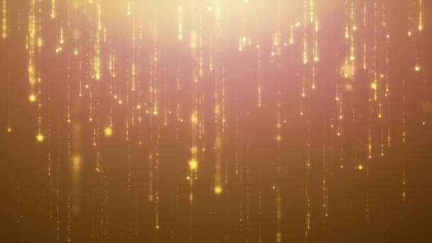 chute étincelante pluie fond glamour pour écrans LED. étoiles dorées tombent et disparaissent animation avec des particules. Fond de mouvement pour hollyday en 4k 