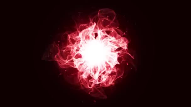 source d'énergie pure s'effondre dans un fond sombre. Les particules d'énergie des ondes rouges et lumineuses s'effondrent à la fin de la séquence 