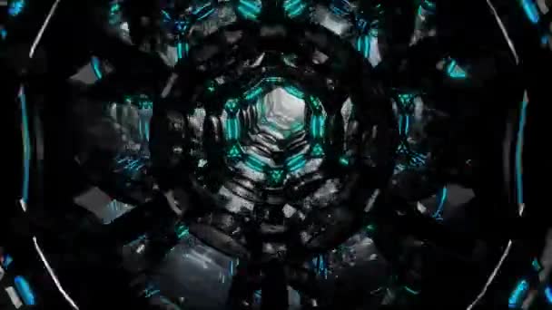 Túnel espacial techno abstrato interminavelmente looped animação. 3D vidro e túnel de artesanato. Bom para título de tecnologia e fundo, notícias headline business intro screensaver. Melhor transição de filme . — Vídeo de Stock