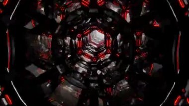 Techno Siber uzay tüneli soyut fütüristik karanlık tünelde sonsuz animasyon ilmekledi. 3D cam ve zanaat tünel. Teknoloji başlık ve arka plan, haber başlık iş Intro ekran koruyucu için iyi. En iyi