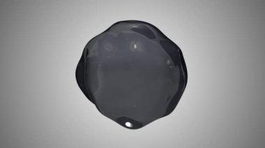 karanlık su damla mavi sıvı molekül sıfır yerçekimi yüzer. Küre sıvı üzerinden uçar ve sıfır yerçekimi deforms. loopable ultra hd 3840 2160 animasyon artı Alfa kanal