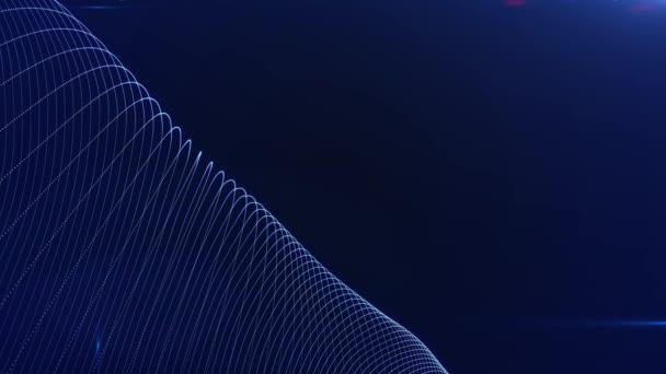 Abstraktní futuristické digitální modré pozadí pohybu, vlnitá animovaná povrchová smyčka. koncept digitálního iternet prostoru — Stock video