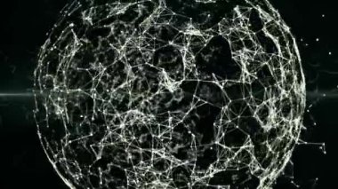 Geometrik pleksus Küre, dünya arka plan hareketli çizgiler, noktalar ve üçgenler ile soyut. Pleksus fantasy başlık, yeri olan youtube giriş veya sol tarafında outro için soyut technology.good logosu