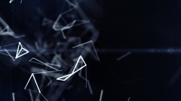 Astratto plesso geometrico di sfondo blu con linee e punti in movimento. looping cg animazione buono per youtube introduzione o outro nel lato sinistro con spazio per titolo, logo o partitura sfondo 4K Ultra HD — Video Stock