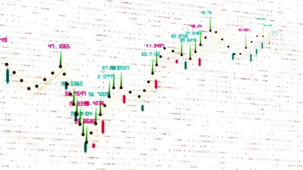 Balkendiagramm und Tabelle der Börsenindizes für Kryptowährungen. Animation nahtlose Looping-Video-Hintergrund. Abstrakter Wechselkurs, 3D-Darstellung. — Stockfoto