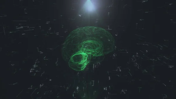 Yapay zekayı temsil eden beynin hologramı. Yapay Zeka. Akıllı veri madenciliği. Modern bilgisayar teknolojisi eğitimi. 3d hazırlayıcı — Stok fotoğraf