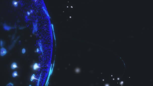 Globo digital de datos terrestres - satélites abstractos de renderizado 3D conexión de red de enlaces estelares al mundo. satélites crean oneweb o skybridge alrededor del planeta transportando complejidad Big Data inundan el — Vídeos de Stock