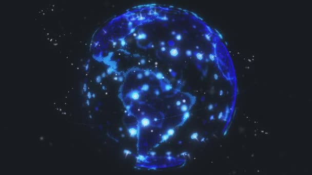 Globo de dados de terra digital - satélites de renderização 3D abstratos conexão de rede starlink do mundo. satélites criar oneweb ou skybridge em torno do planeta transportando complexidade big data inundar o — Vídeo de Stock