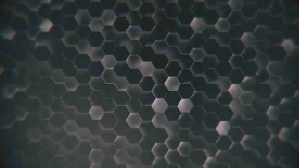 Abstrakte Scifi-Technologie Sechseck-Modell Hintergrund technischer Hintergrund aus schwarzen Sechsecken mit Strahlkern 4k uhd 3840 2160 — Stockvideo