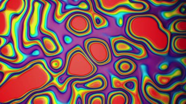 Trendy canlı doku ve farklı neon renklerin dalgalı yüzeyi ile soyut sıvı holografik folyo arka plan. Sanat ve ticari grafik tasarım konsepti. 3d render animasyonlu fon 4k video.