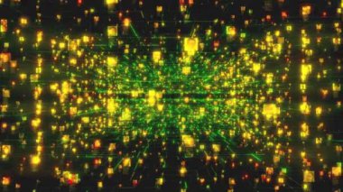 İnternet 'te birbirini siyah arkaplanda yeşil çizgilerle birleştiren, 3D 4K görüntüler oluşturan, tanımlanamayan insanların oluşturduğu bir dizi sosyal ağ kavramı.
