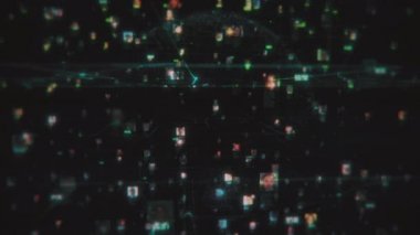 Toprak Gezegeni modelinin arka planında mavi çizgilerle birbirine bağlı farklı insanların portreleriyle sosyal ağ ve büyük veri kavramı 4k.