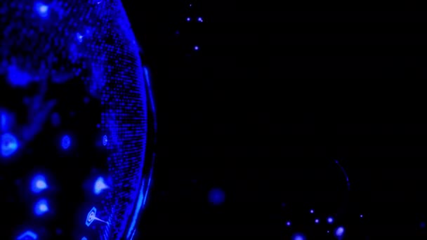Satélites abstractos de renderizado 3D red de enlaces estelares, globo digital de datos terrestres - conectar el mundo. satélites crean oneweb o skybridge alrededor del planeta transportando complejidad Big Data inundan el — Vídeos de Stock