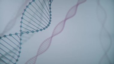 Soyut Mavi ışıltılı DNA Çift Helix alan derinliği ile. 3D Rendering debrises gelen DNA inşaat animasyon. Bilim animasyonu. Genom futuristik görüntüleri. Genetik kavramsal tasarım