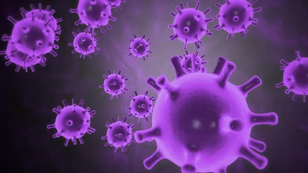 Pohyb patogenních mikroorganismů v lidském těle.Virus a bakterie pod elektronem. Mikroskopické zvětšení koronaviru, které způsobuje chřipku a chronickou pneumonii vedoucí ke smrti. — Stock video