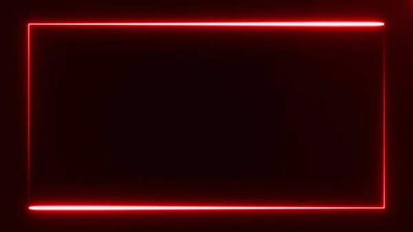 Beautiful bright red light neon rectangle frame on black background, abstract digital 3d rendering 4K video — Stockfoto