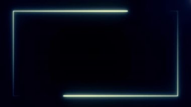 white color neon frame on black background, 3d rendering 4K video