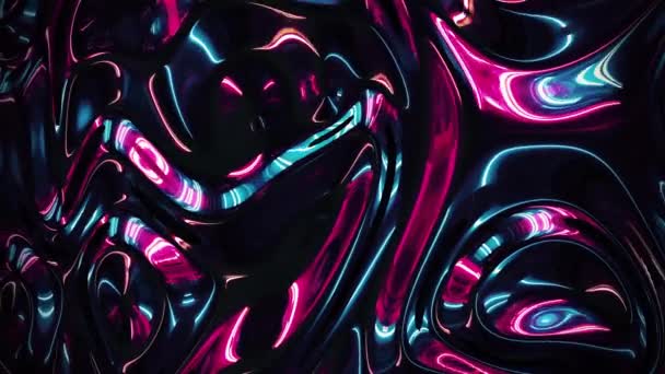 Fondo holográfico líquido abstracto de la hoja de neón multicolor con la superficie ondulada brillante de la textura vibrante creativa. Fondo de diseño gráfico de arte y concepto comercial. 3d representación de vídeo 4K animados . — Vídeos de Stock