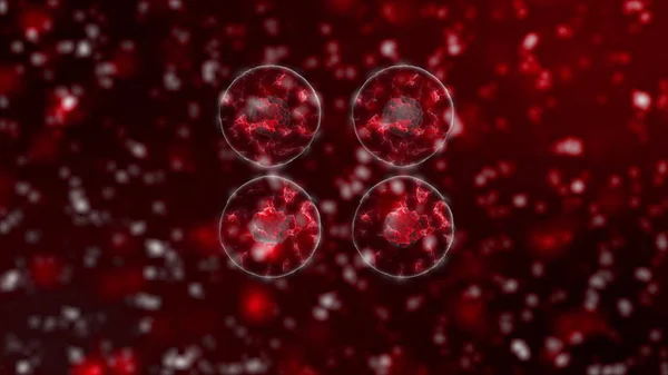 3D-visualisering av viruset. Patogener, information om det nya koronoviruset 2019-ncov, Sars. Epidemin i Kina — Stockfoto